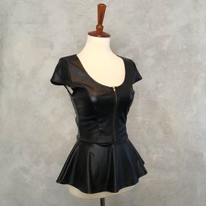 Pleather Peplum Top